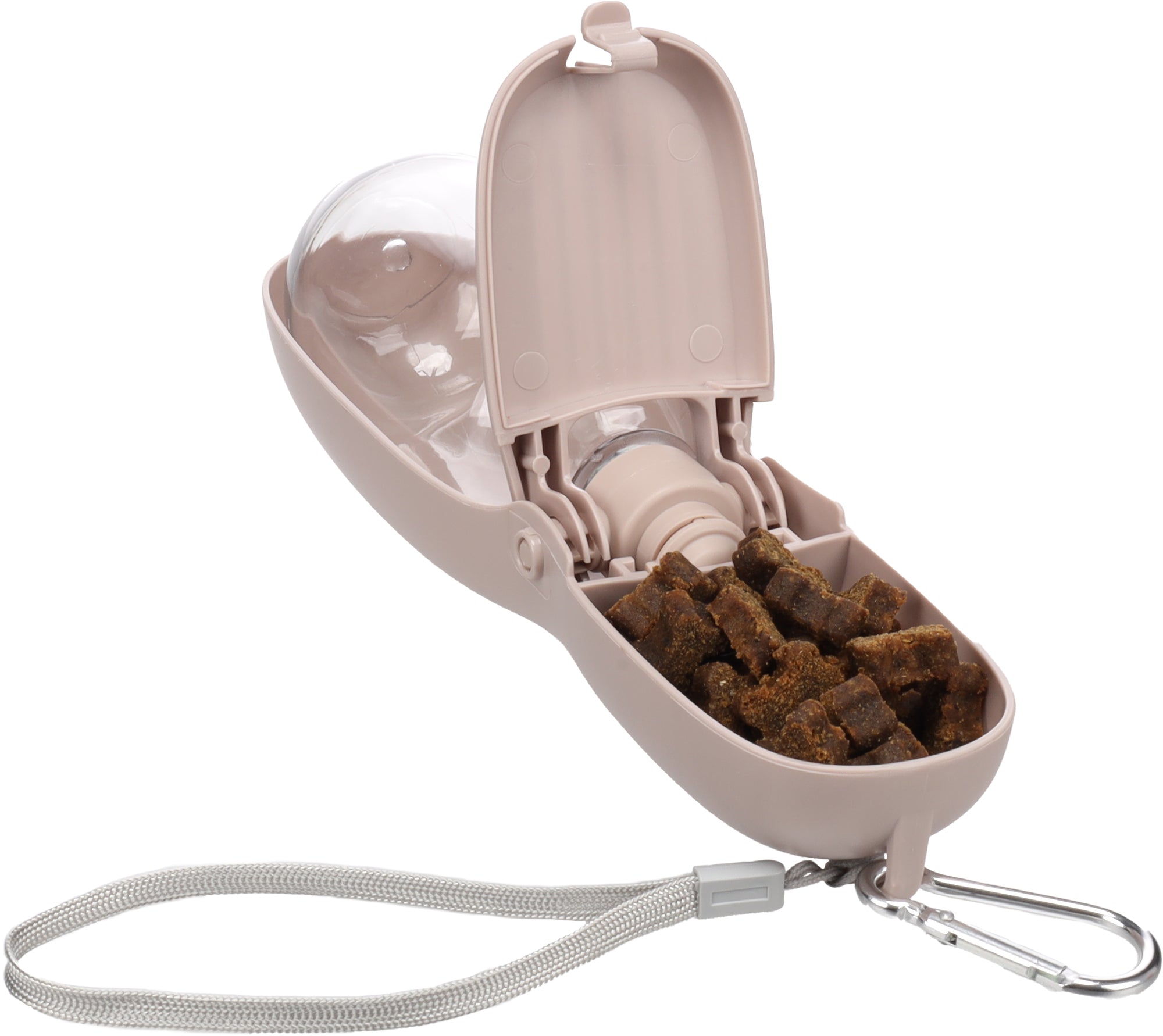 Drinkfles Hond voor Onderweg met Snackhouder – 460 ml | Taupe