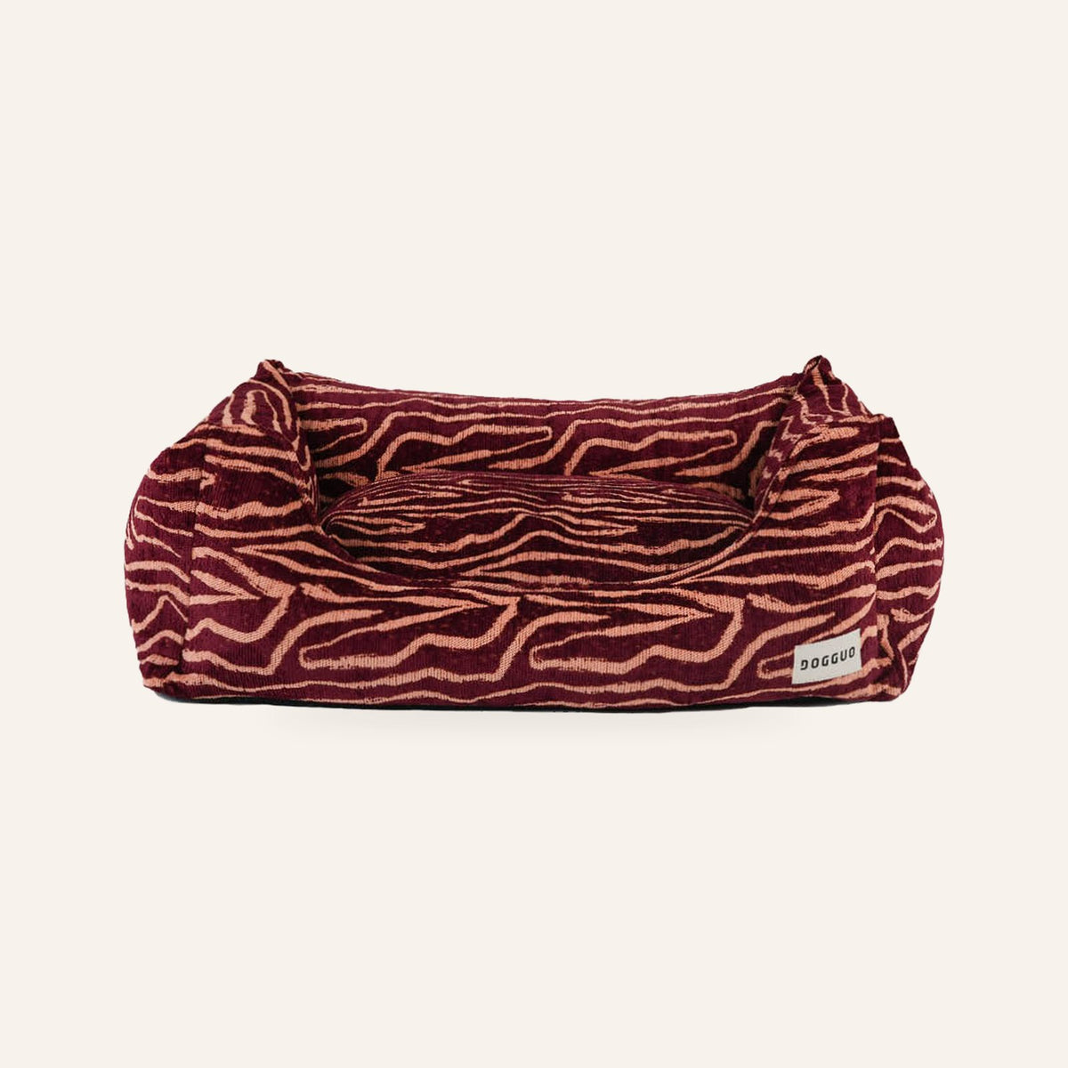 DOGGUO Ethnic sofa hondenmand - Bordeaux/Perzik - productaanzicht