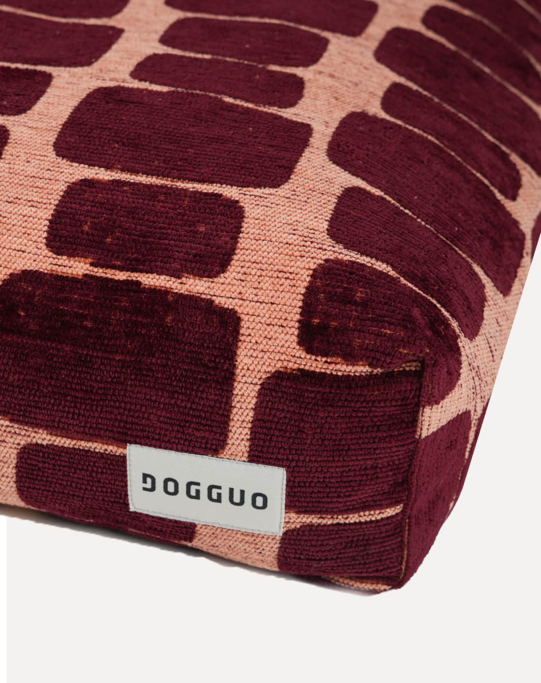 DOGGUO Staple Stones orthopedisch hondenkussen - Perzik/Bordeaux - detailaanzicht