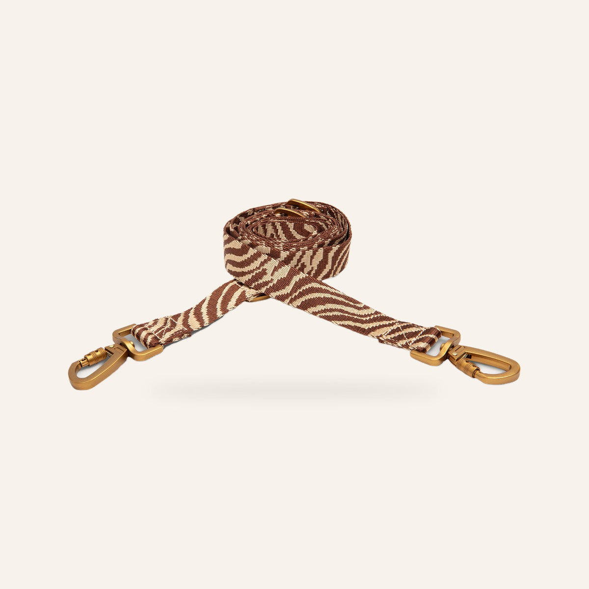 DOGGUO Zebra hondenriem 2 meter - Bruin/Beige - productaanzicht