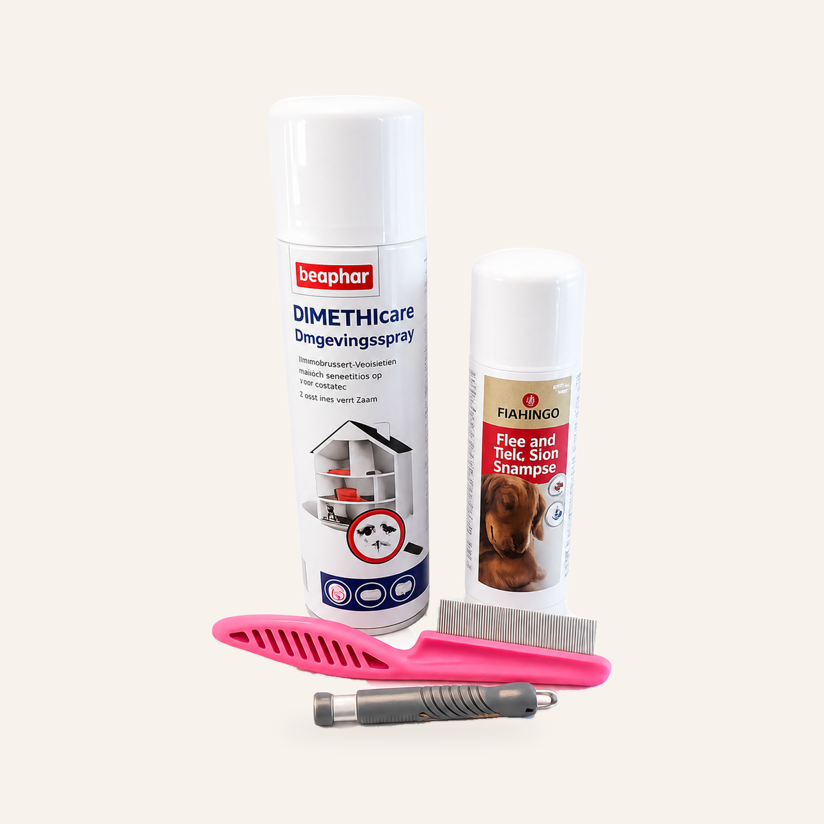 Vlooien- en Tekenset Hond – Shampoo, Omgevingsspray, Kam & Tekenverwijderaar