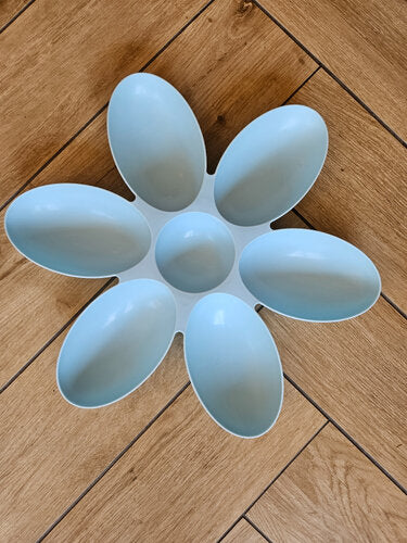 Puppy/kitten voerschaal - Met 6 bakjes voor nest puppy's of kittens - Blauw