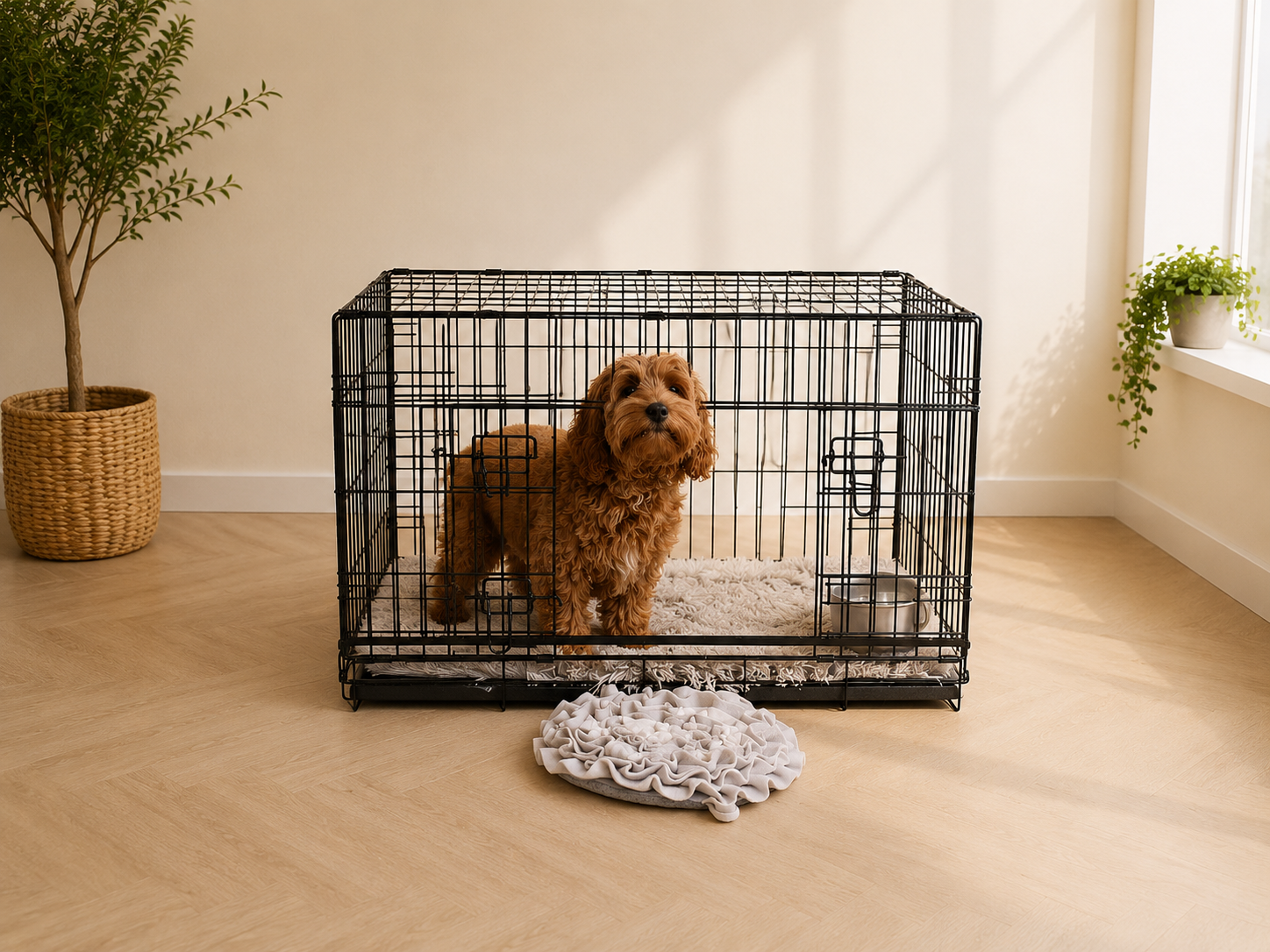 Hondenbench met Schuifdeur | Labradoodle Puppy Bench (Ruimtebesparend)