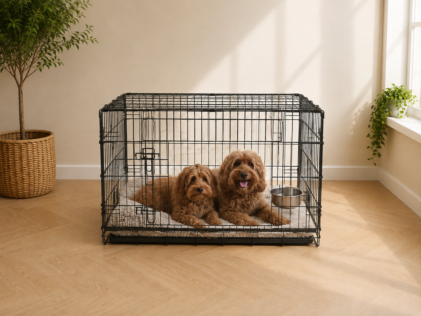 Hondenbench met Schuifdeur | Labradoodle Puppy Bench (Ruimtebesparend)