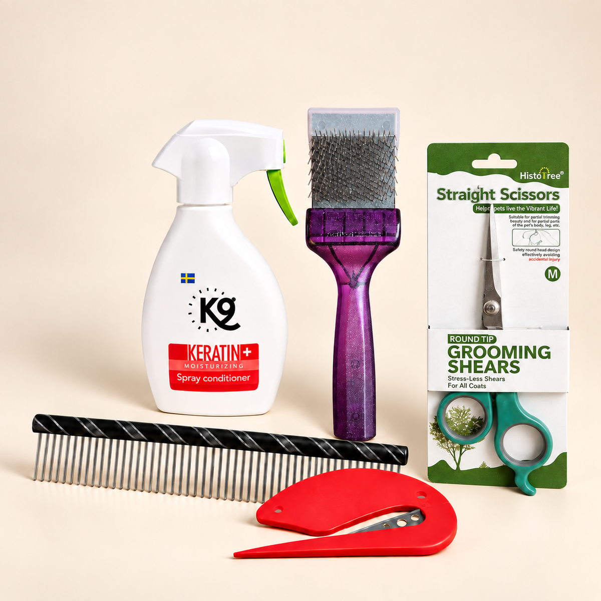 Klittenvrij Labradoodle pakket – Paars – Curly & Dichte Wavy op warme crème achtergrond