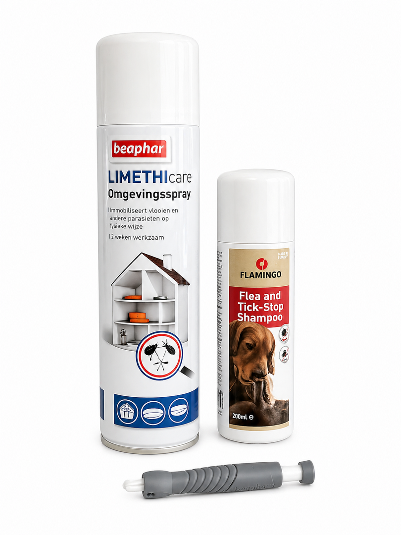 Vlooien & Teken Complete Beschermingsset Hond – incl. Vlooienkam & Tekenpen
