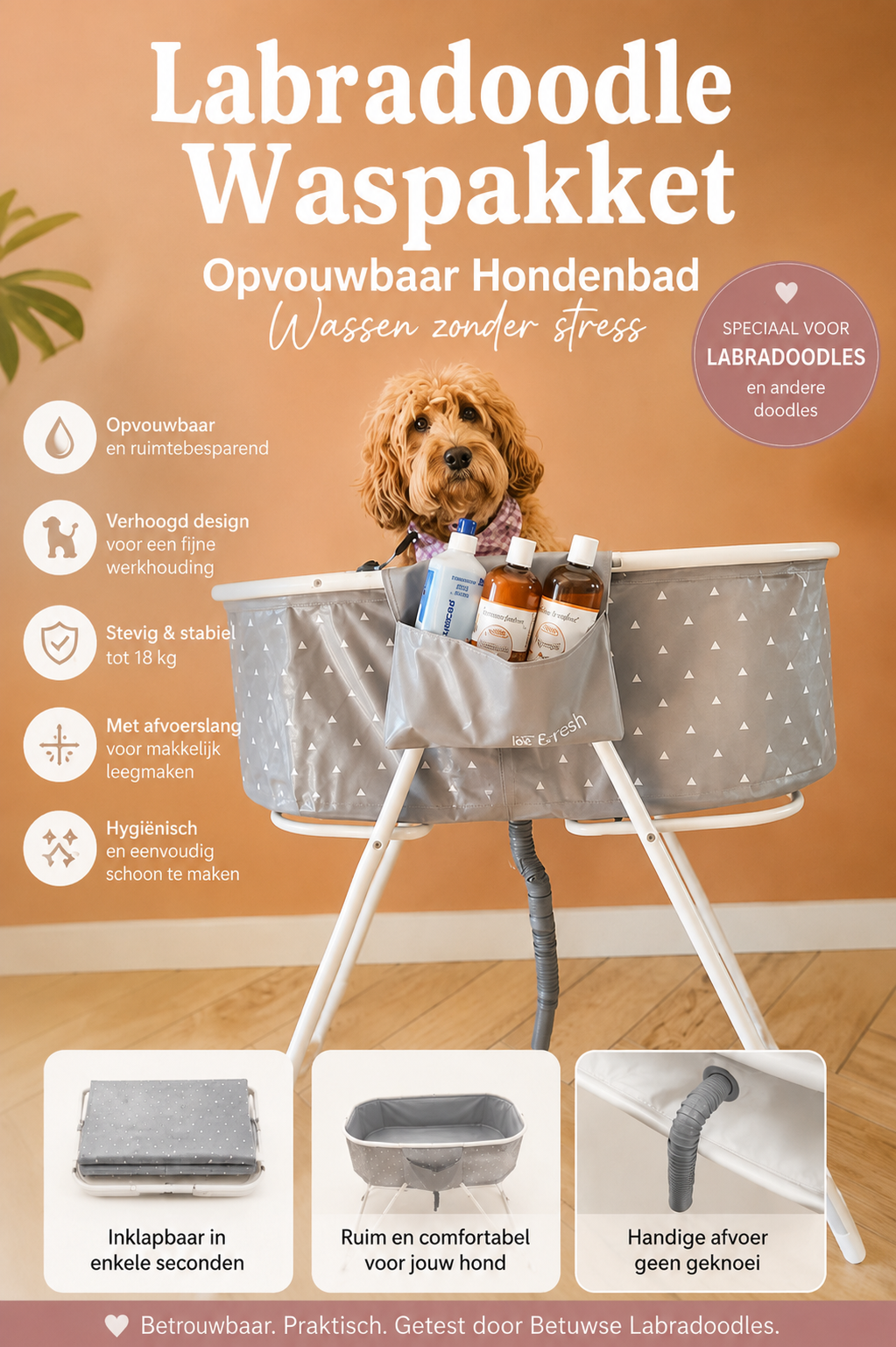 Labradoodle Waspakket – Compleet Waspakket met Verhoogd Hondenbad | Getest door Betuwse Labradoodles